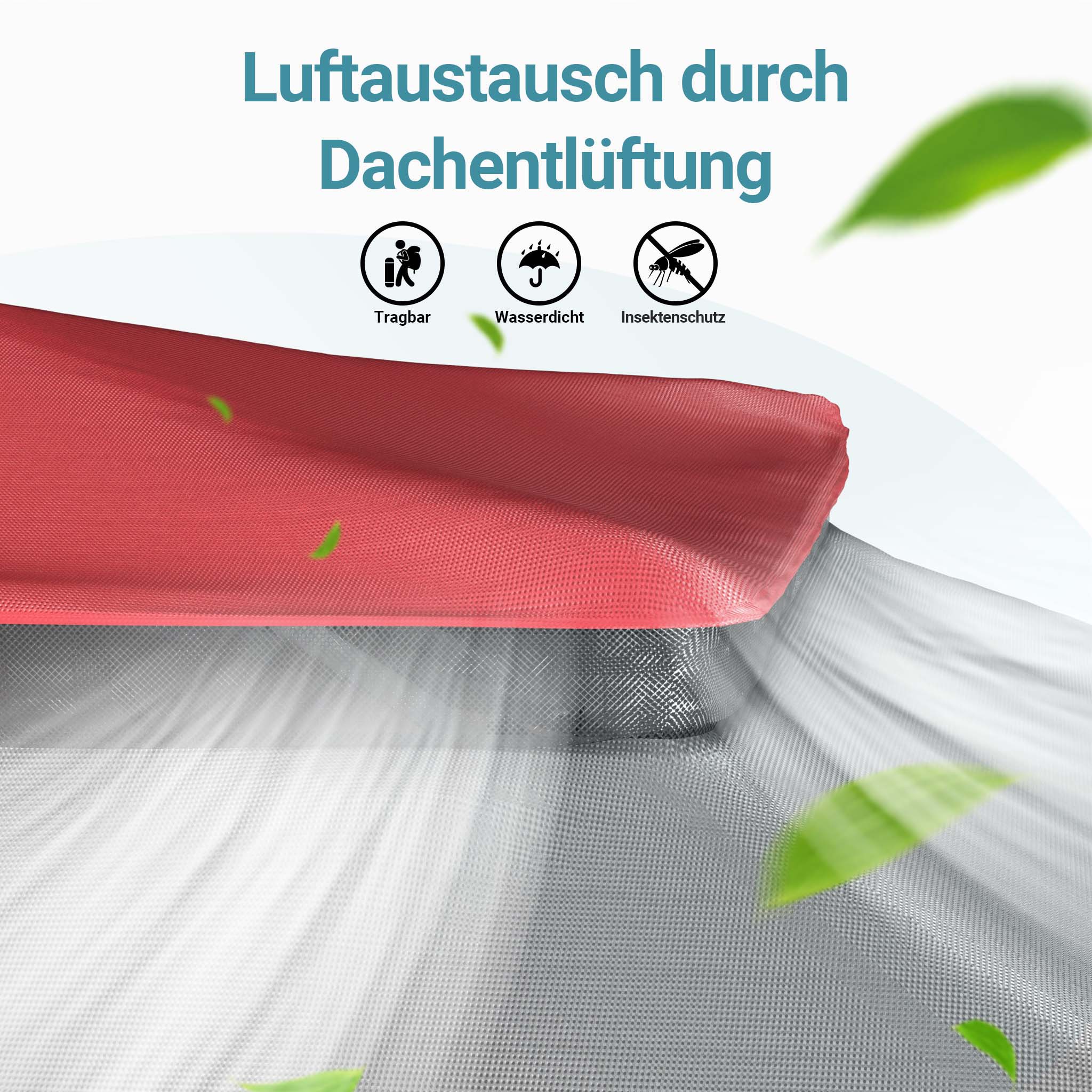 Gazebo pieghevole con zanzariera, grigio rosso 3,92 x 3,92 m, impermeabile, UV 50+, Tendone per feste