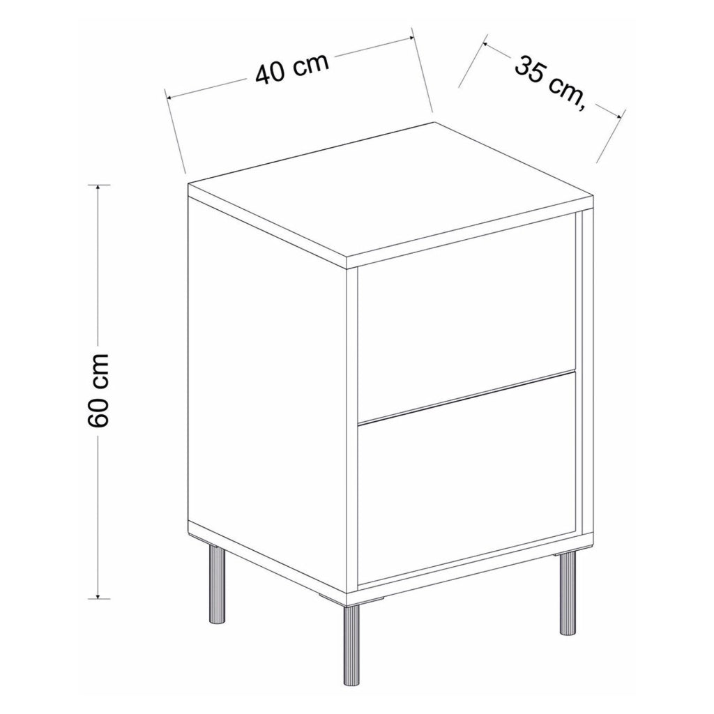 Vestone, Comodino un Ripiano, 40x35x60h cm Bianco
