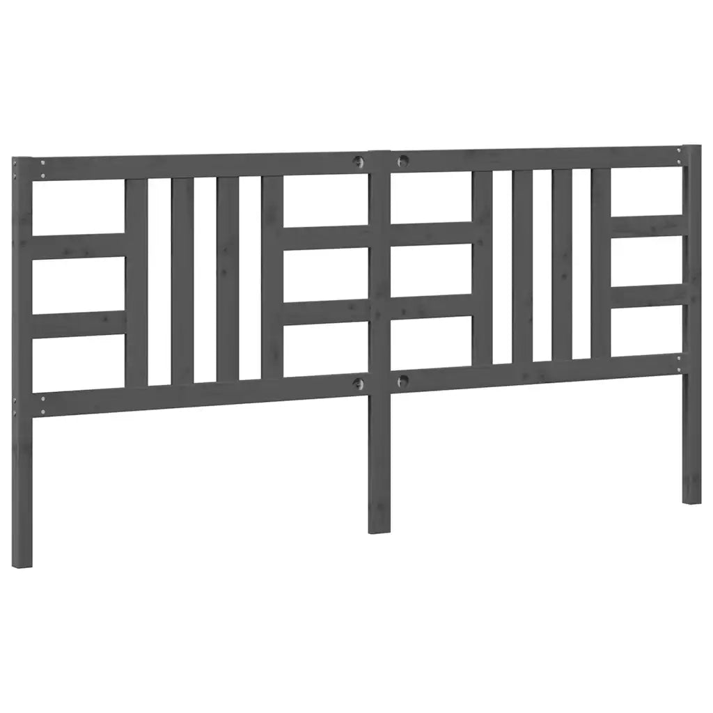 Testiera per Letto Grigia 206x4x100cm in Legno Massello di Pino 817862