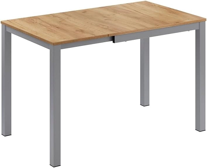 Tavolo da pranzo Granny, Quercia/grigio, 120 x 70 cm Estensibile, con funzione di estensione per lunghezze del tavolo variabili