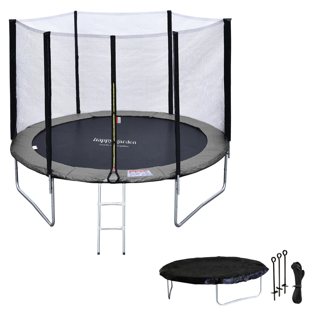 Premium Pack Trampolino 305cm reversibile rosa/grigio ADELAÏDE + rete, scala, copertura e kit di ancoraggio