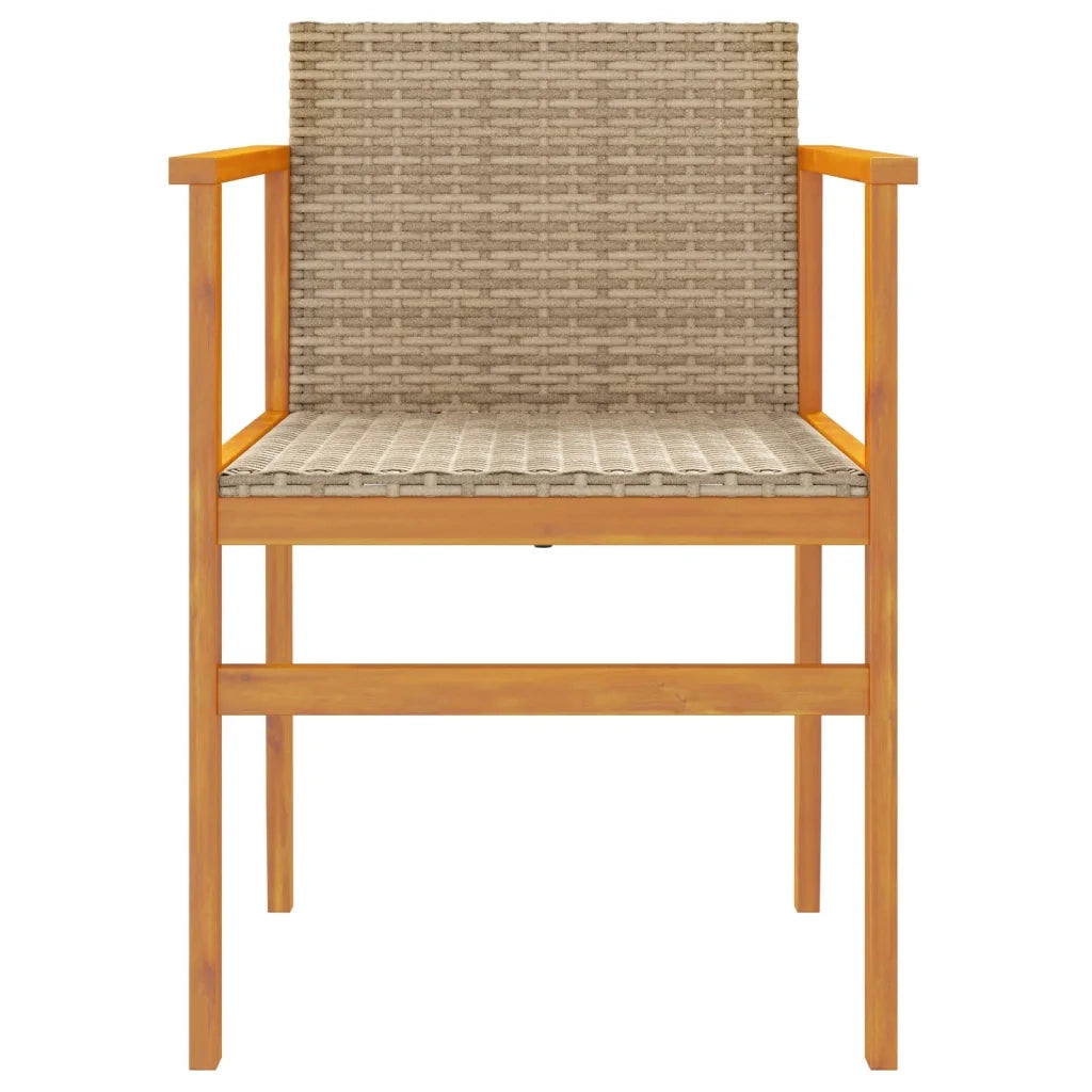 Sedie da Giardino 2 pz | Sedie da Esterno Beige in Polyrattan e Legno Massello