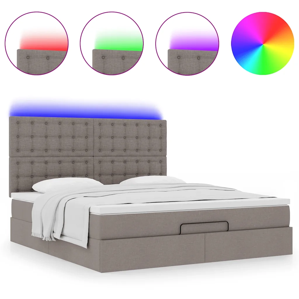 Struttura Letto Pouf con Materasso Tortora 180x200cm in Tessuto 3314194