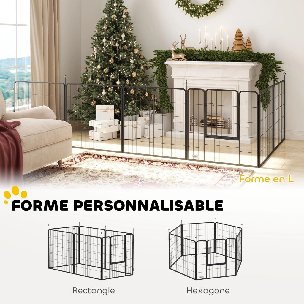 Recinto per cani modulare 6 pannelli pieghevole ¨C zephmum ¨C 80x80 cm grigio acciaio