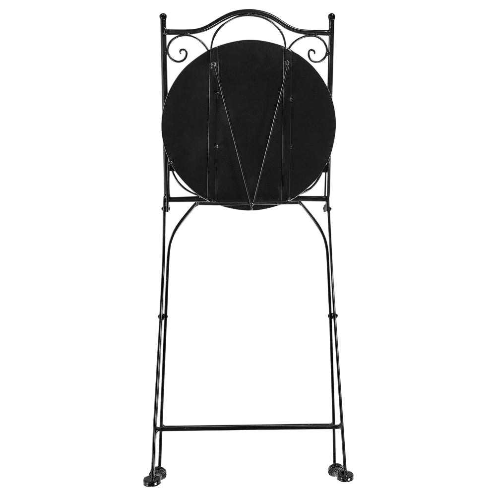 Set di 2 sedie pieghevoli da giardino in metallo con piastrelle in ceramica bianche e nere giardino esterno