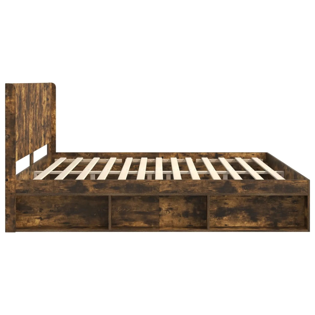 Struttura del letto con stoccaggio e testata Rovere Fumo 3413825