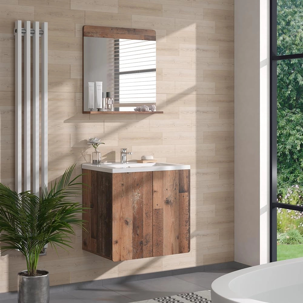 Specchio da bagno Izan, Oldstyle, 60 x 62 cm con ripiano