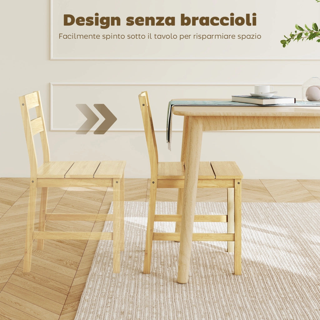 Set di 2 Sedie da Pranzo con Schienale Curvo ¨C Zephmum ¨C Bamb¨´ Legno Naturale