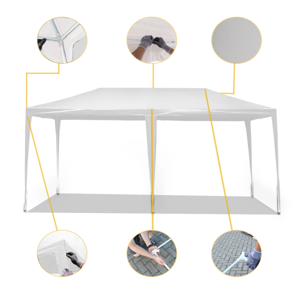 Gazebo 3 x 6 m in bianco con protezione UV 50+, tendone da giardino con pareti laterali avvolgibili, tenda da festa con finestre, ad esempio per terrazze e festival