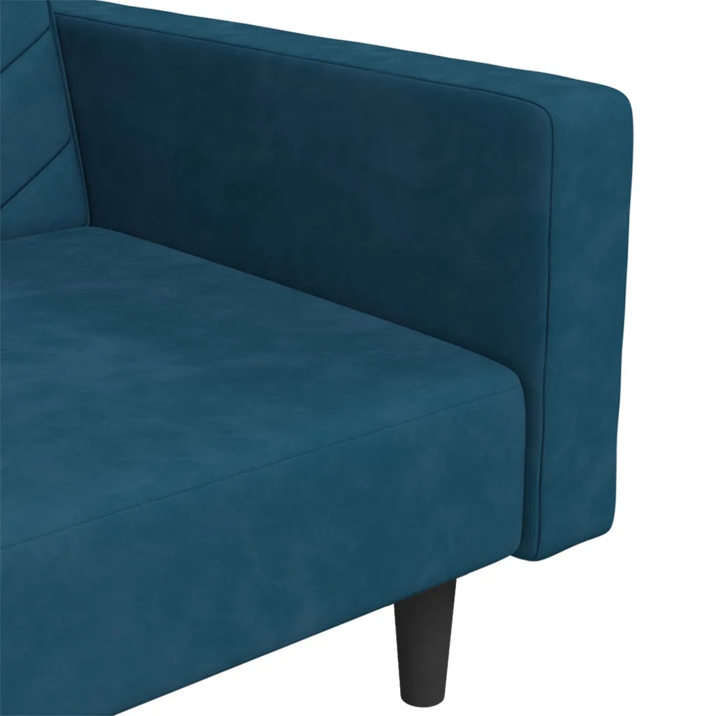 Divano letto | Sof¨¤ letto | Letto singolo a 2 Posti con 2 Cuscini Blu in Velluto