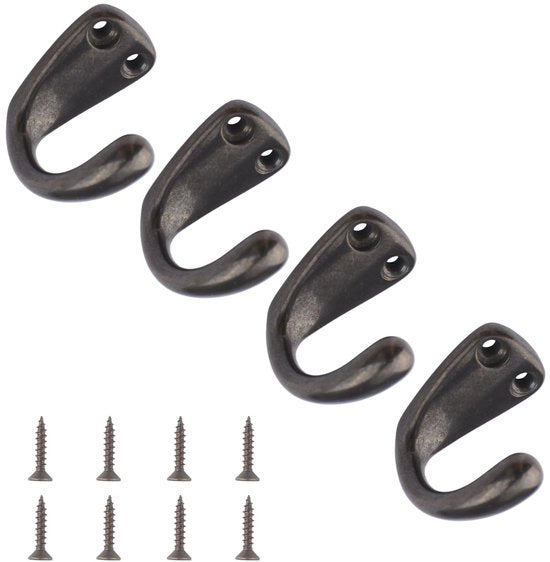 Hanger a Spina Singola in Ottone - 4 Pezzi - Hanger a Spina Singola con Quattro Denti - Hanger Decorativo - Hanger a Capocchia - Massimizza la Capacità di Stoccaggio - Hanger a Spina Singola con Quattro Denti