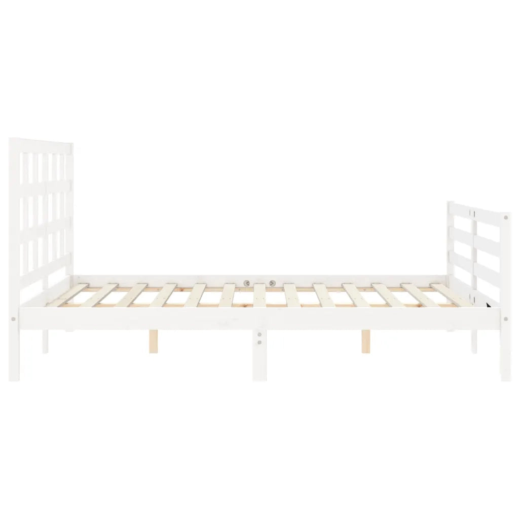 Giroletto con Testiera-Struttura Letto con testiera Bianco 160x200 cm Legno Massello 822104