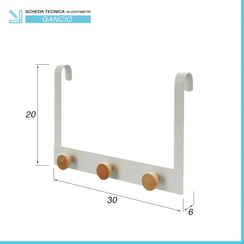 Appendiabiti 3 ganci in acciaio bianco e bambù linea Haiti