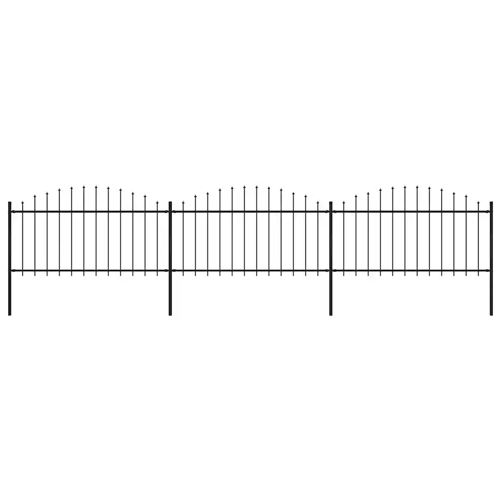 Recinzione Giardino Punta a Lancia (1,25-1,5)x5,1m Acciaio Nera cod mxl 12115