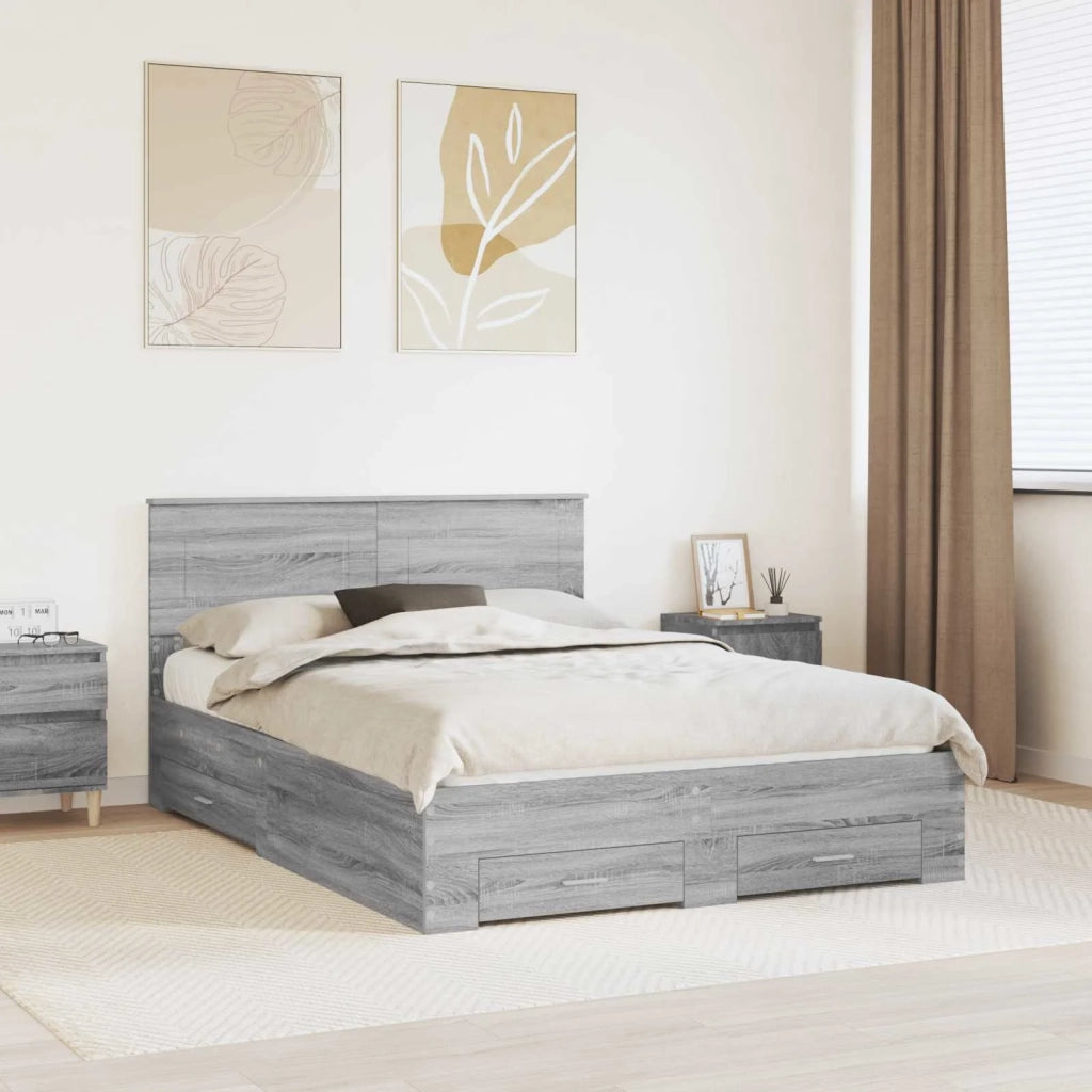 Struttura del letto con testiera Grigio Sonoma 140 x 190 cm