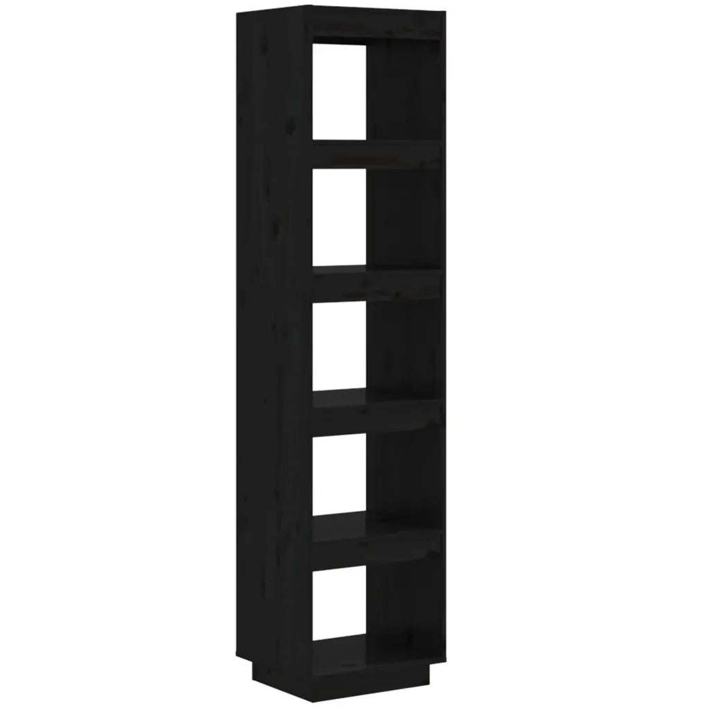 Libreria Divisorio-Scaffale per Libri-Mobile di Stoccaggio Nero 40x35x167 cm in Legno Massello di Pino
