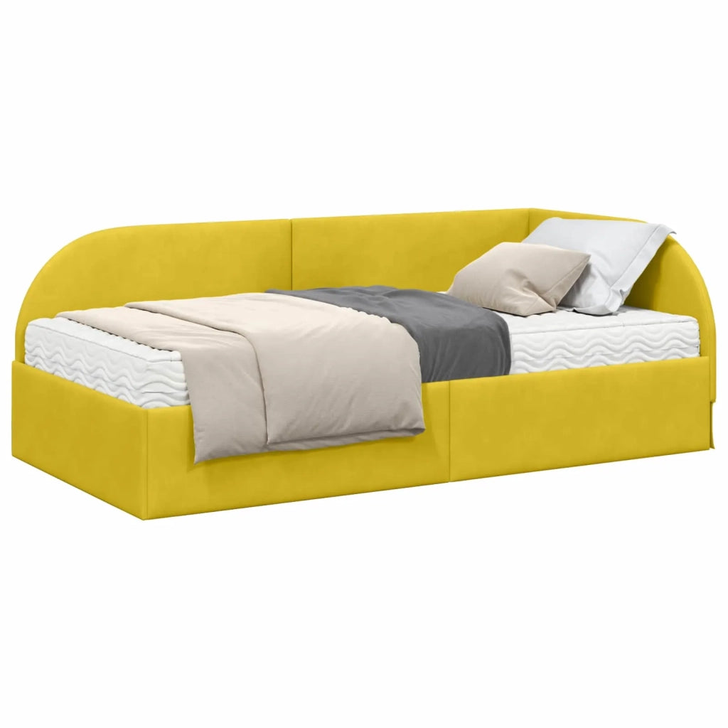 Struttura Letto Angolare con Materasso 2 pz-Giroletto con materasso Giallo Velluto 916791