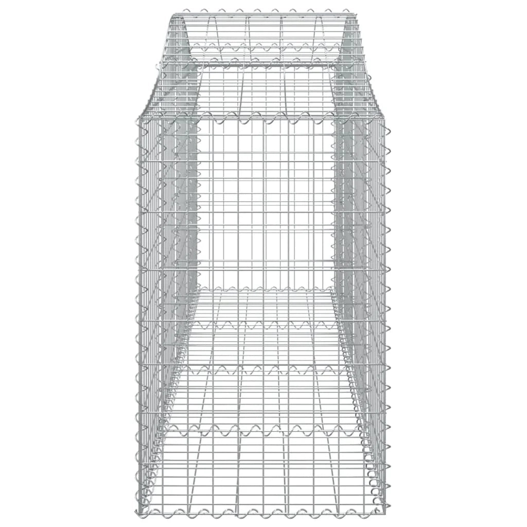 Cesto gabbione recinzione a gabbia muro di contenimento ad arco 200 x 50 x 80/100 cm ferro zincato argento 02_0040048