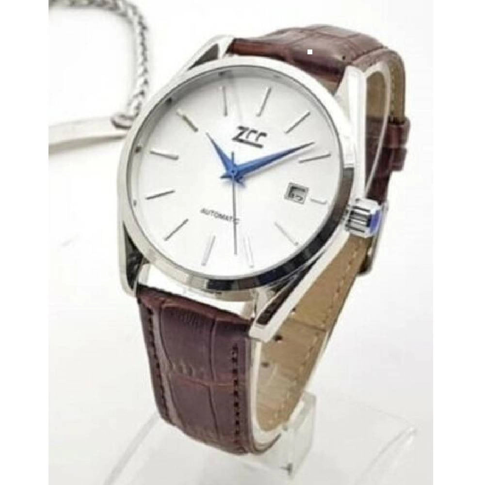 Trade Shop - Orologio Da Polso Zcc Uomo Analogico Automatico Data Elegante Moda Pelle Marrone -