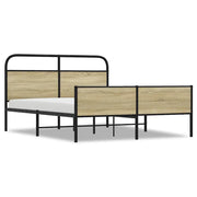 Letto matrimoniale | Letto per adulti | Giroletto senza Materaso in Metallo Rovere Sonoma 160x200 cm