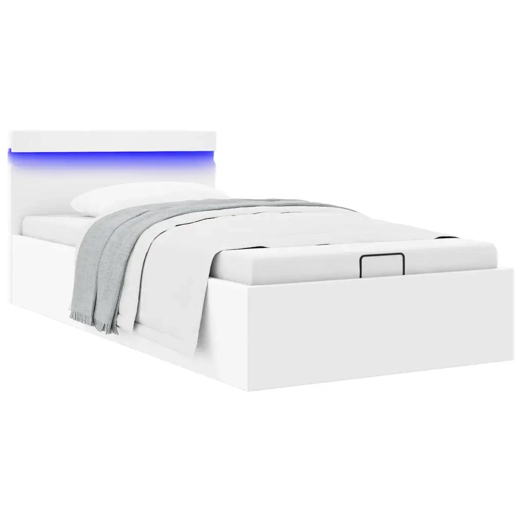 Giroletto Contenitore Idraulico LED Bianco Similpelle 90x200 cm 285546