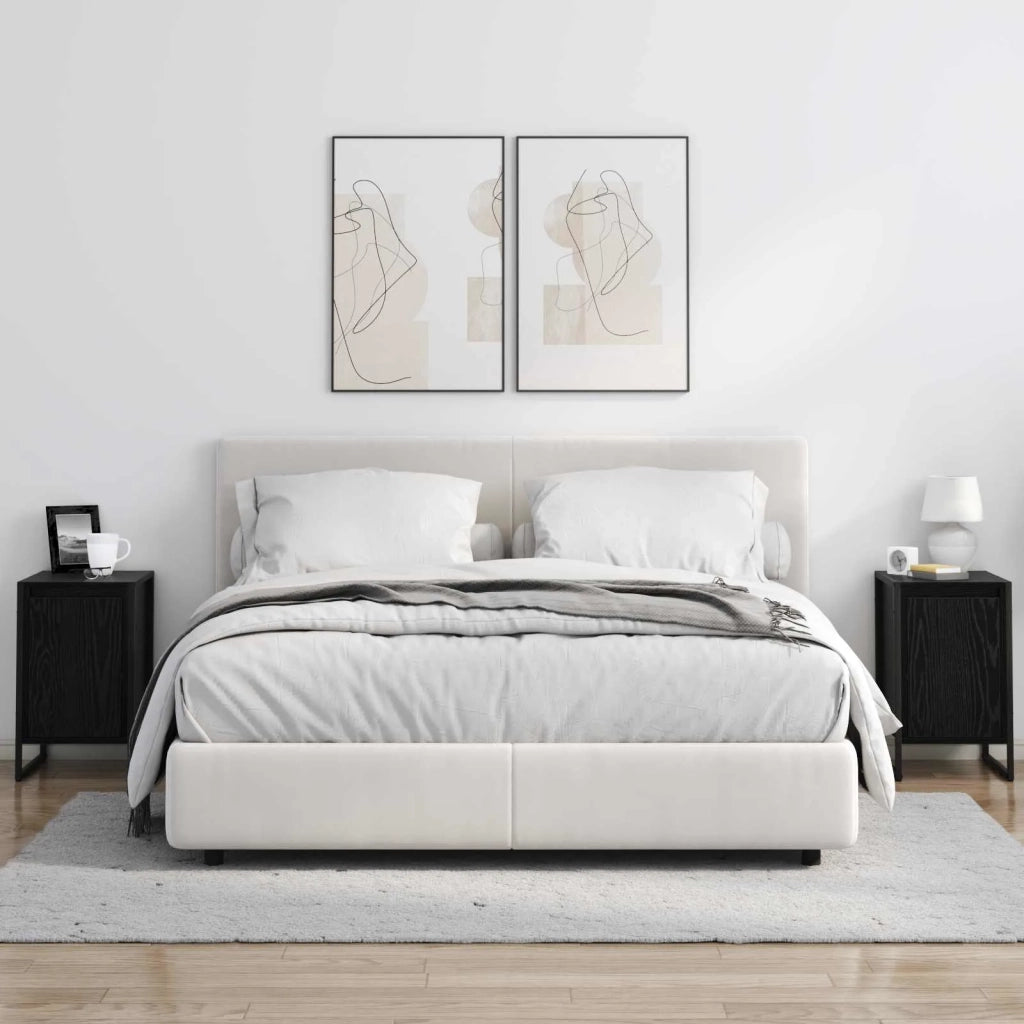 Comodino 2 pcs Rovere Nero 39,5 x 30 x 50 cm Legno multistrato