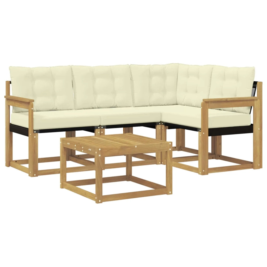 Set di divani da esterno con cuscino 5 pcs Bianco e Crema 3389444
