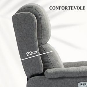 Poltrona Relax Reclinabile 150° con Poggiapiedi 77x91x106 cm in Tessuto Effetto Lino Grigio Scuro