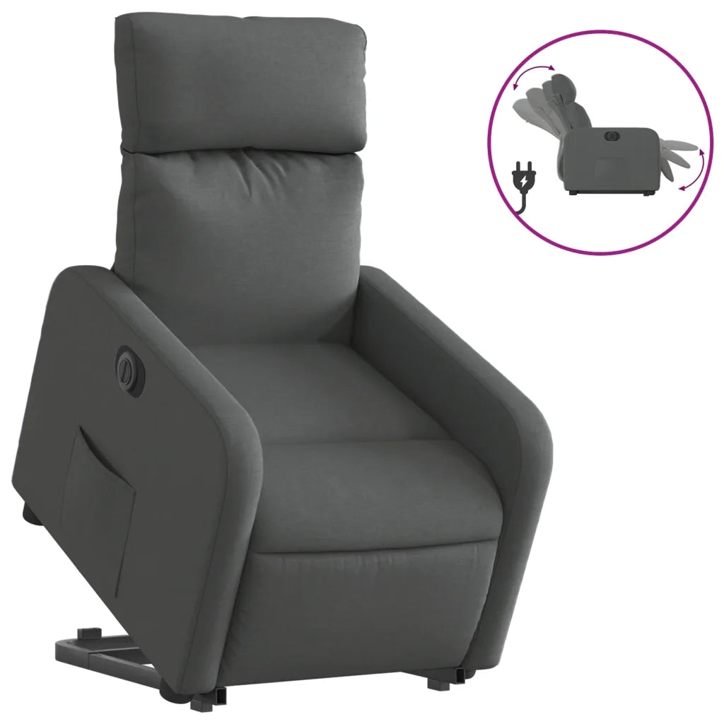 Poltrona Alzapersona Reclinabile Elettrica Grigio Scuro Tessuto 3206718