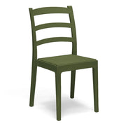 Sedia in polipropilene REA, MADE IN ITALY, impilabile, resistente ai raggi UV, design classico, ideale per sala da pranzo, cucina, sala d’attesa, bar, ristoranti o giardino, colore Verde Oliva
