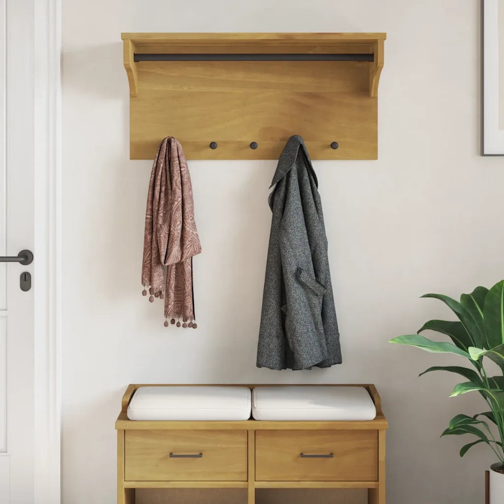 vidaXL Appendiabiti da Parete SANDNES 87x30x42 cm in Legno di Pino