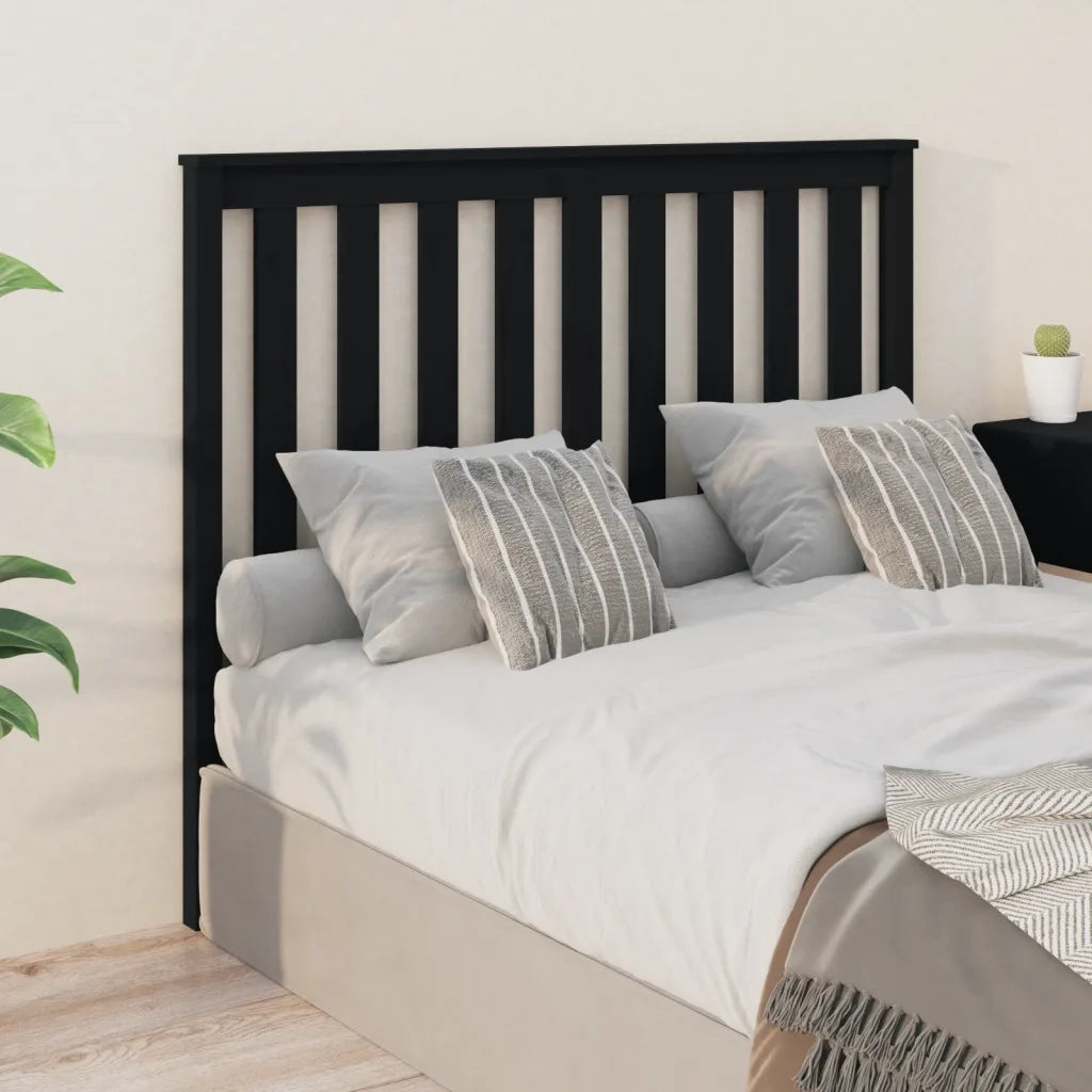 Testiera per Letto-Testata-Testiera Decorativa Nera 146x6x101 cm in Legno Massello di Pino