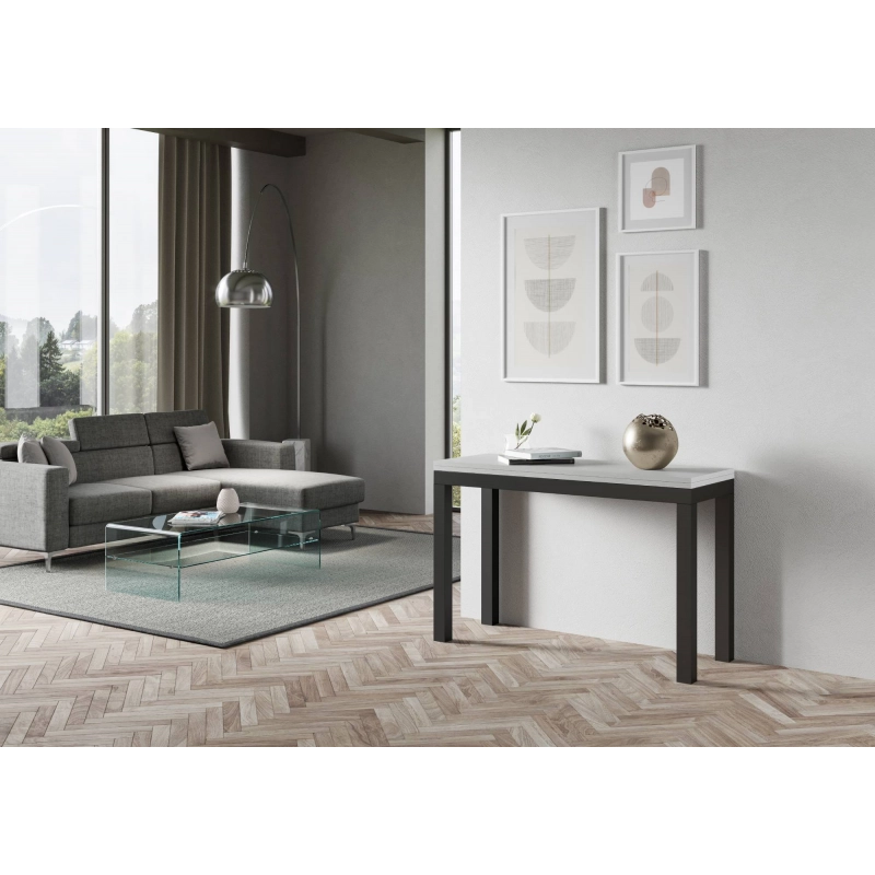 Tavolo apribile 120x45/90 cm Everyday Double telaio Antracite - Bianco Frassino