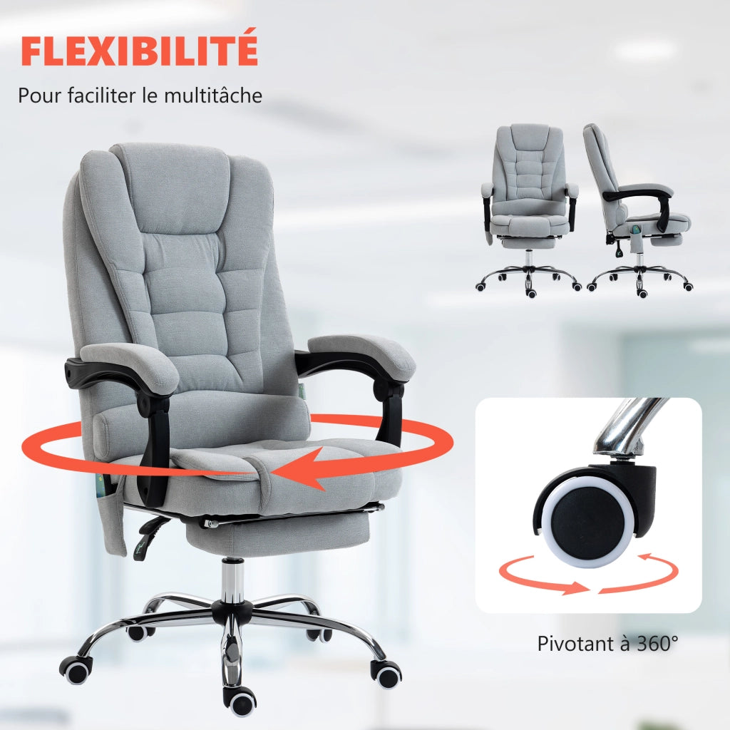 Sedia da ufficio massaggiante riscaldabile ¨C Xylo ¨C Altezza regolabile, schienale reclinabile, grigio