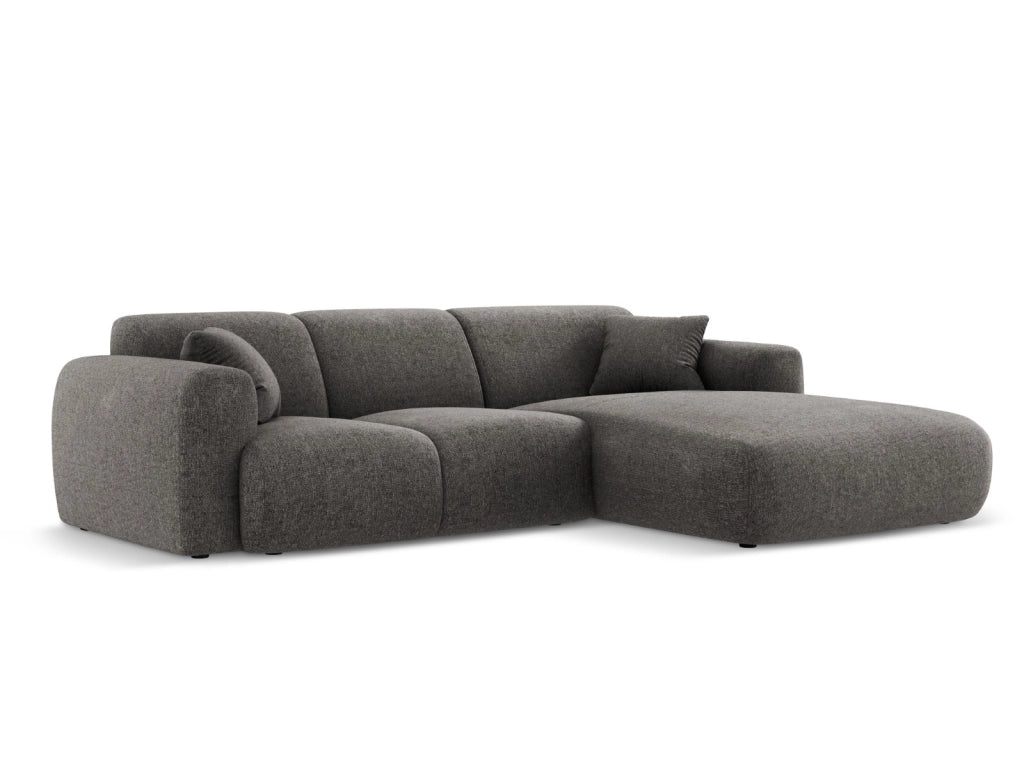 Cosmopolitan Design - Divano angolare destro "Nolio" 4 posti in ciniglia grigio 