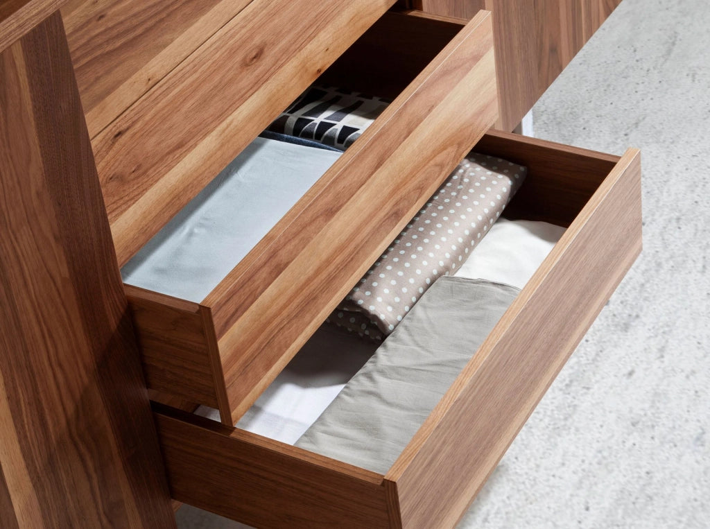 Credenza noce e acciaio cromato
