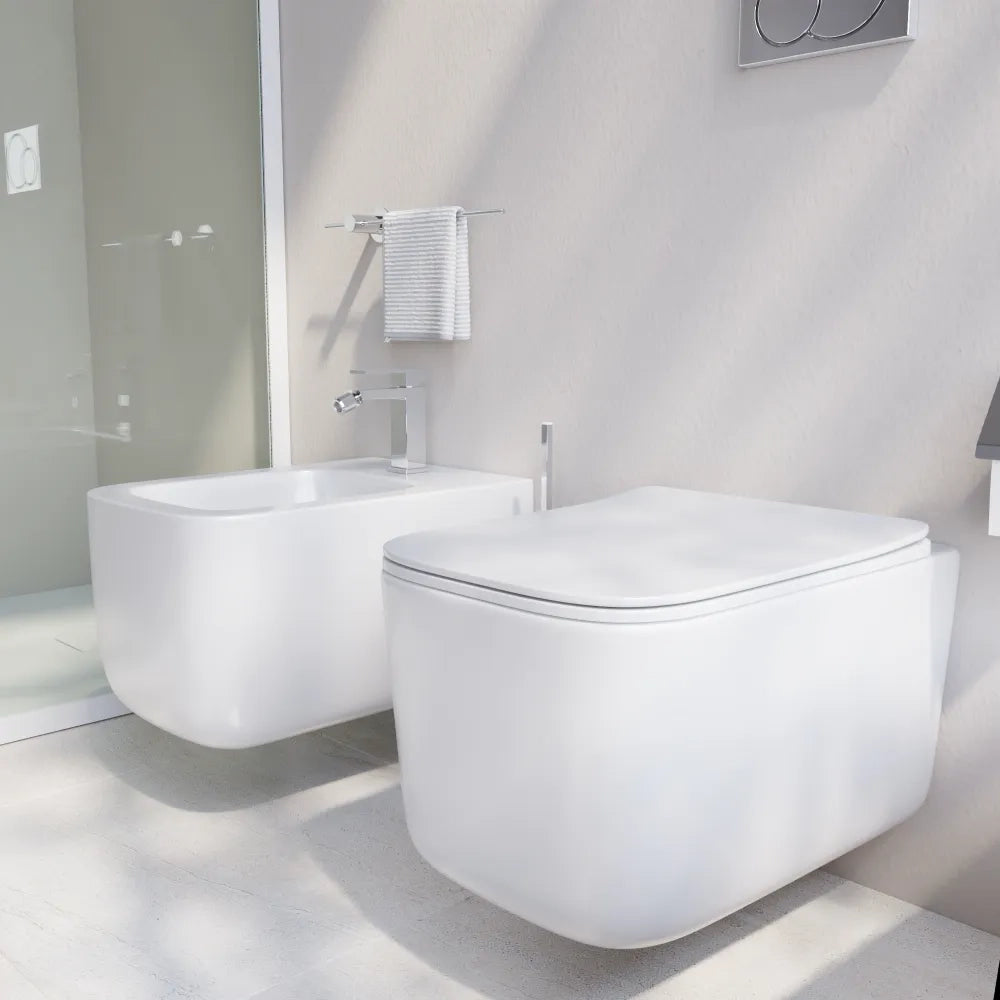 Coppia di sanitari sospesi vaso tornado e bidet bianco lucido | Lubiana