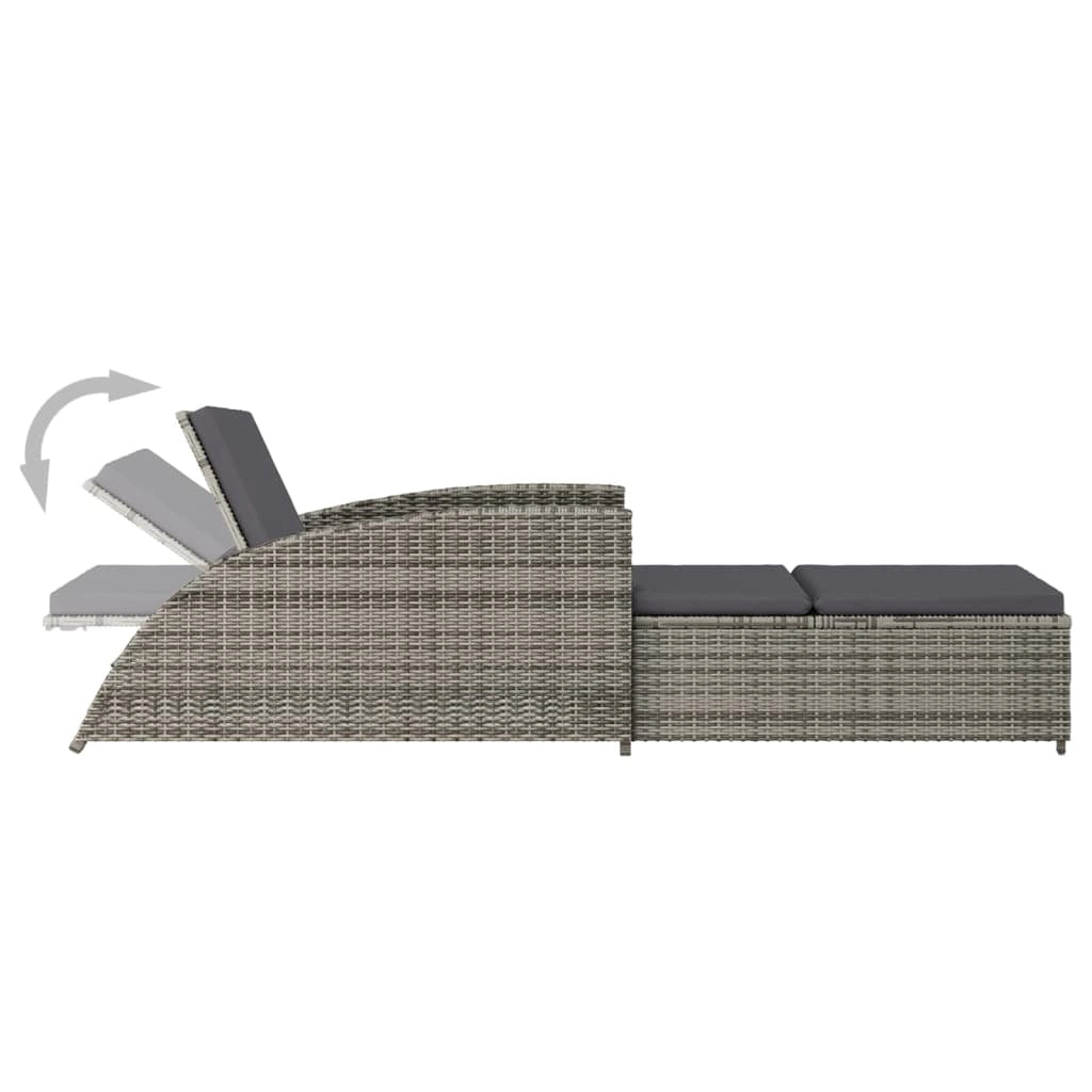 Sdraio sdraio lettino lettino da giardino terrazza arredo da esterno con cuscino grigio scuro resina intrecciata grigia 02_0012493