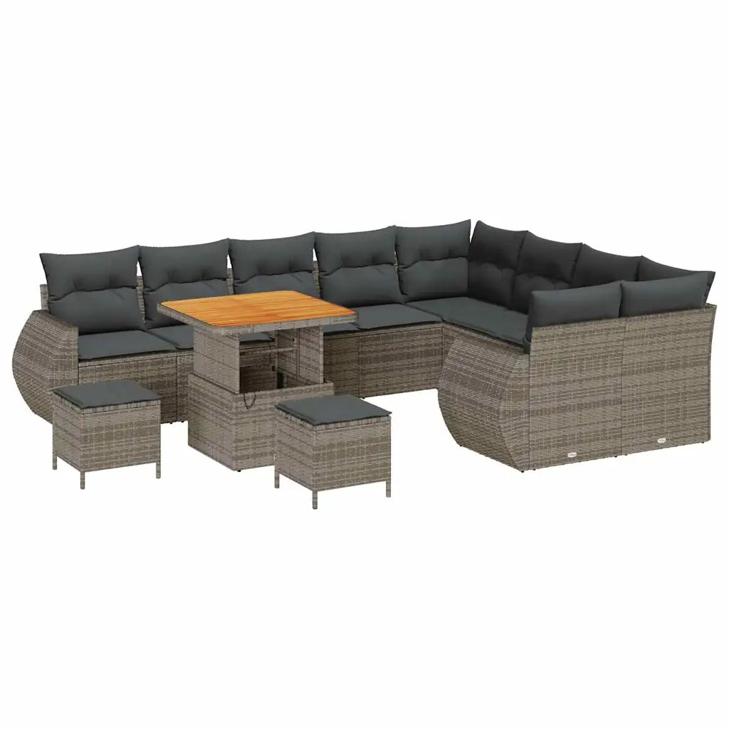 Set Divano da Giardino 12 pcs Grigio Rattan in Polipropilene 3363863