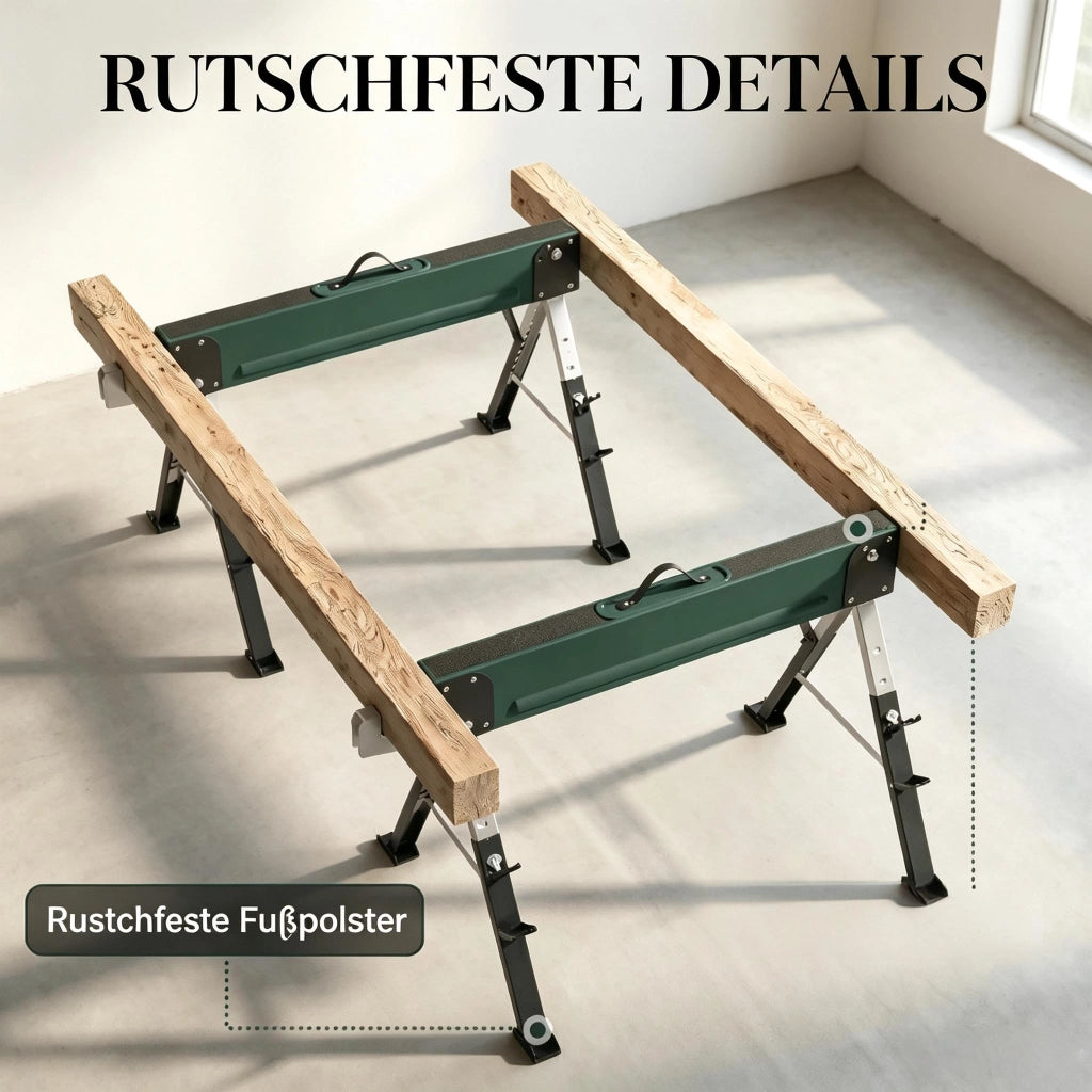 CAVALLETTO PIEGHEVOLE Set da 2 pezzi 116x64x64-81 cm Metallo Verde