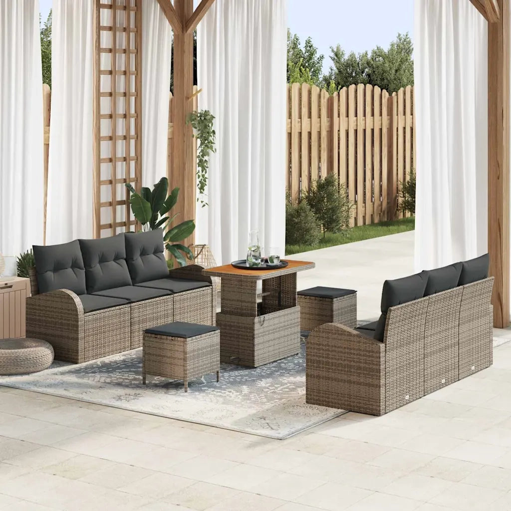 Set Divano da Giardino con cuscino con cuscino 9 pcs Grigio 3364303
