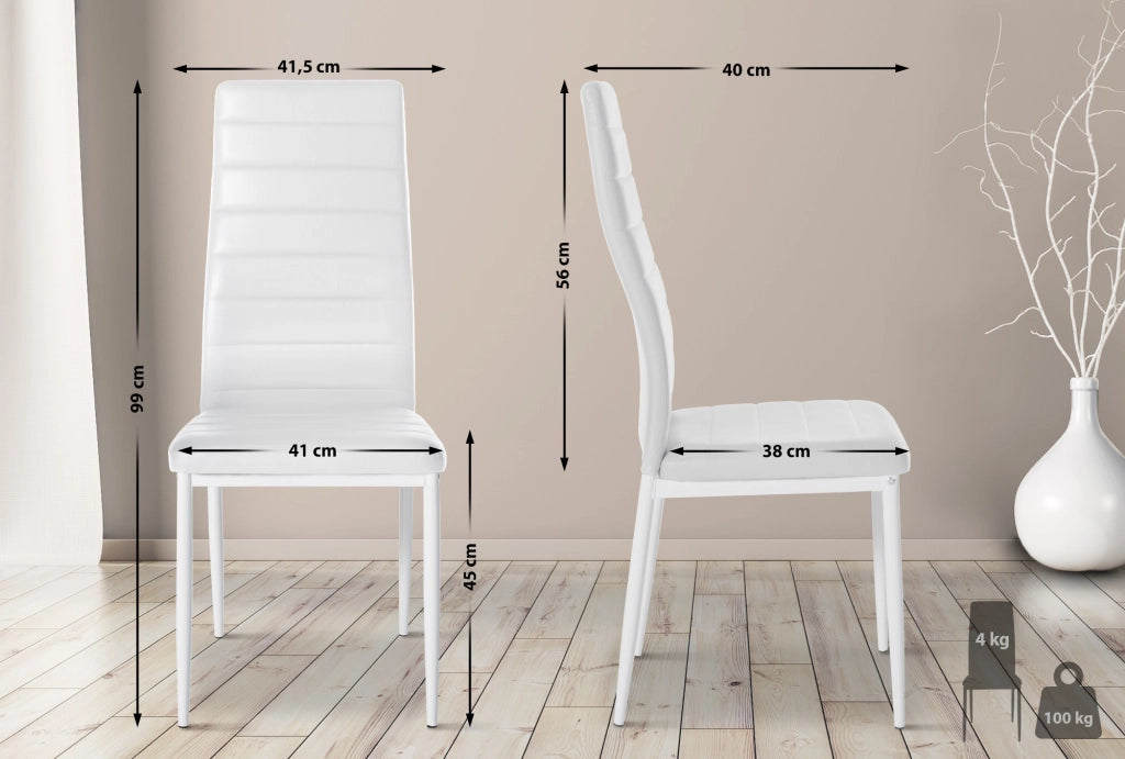 Set di 6 sedie da pranzo Mayfair bianco,Finta pelle
