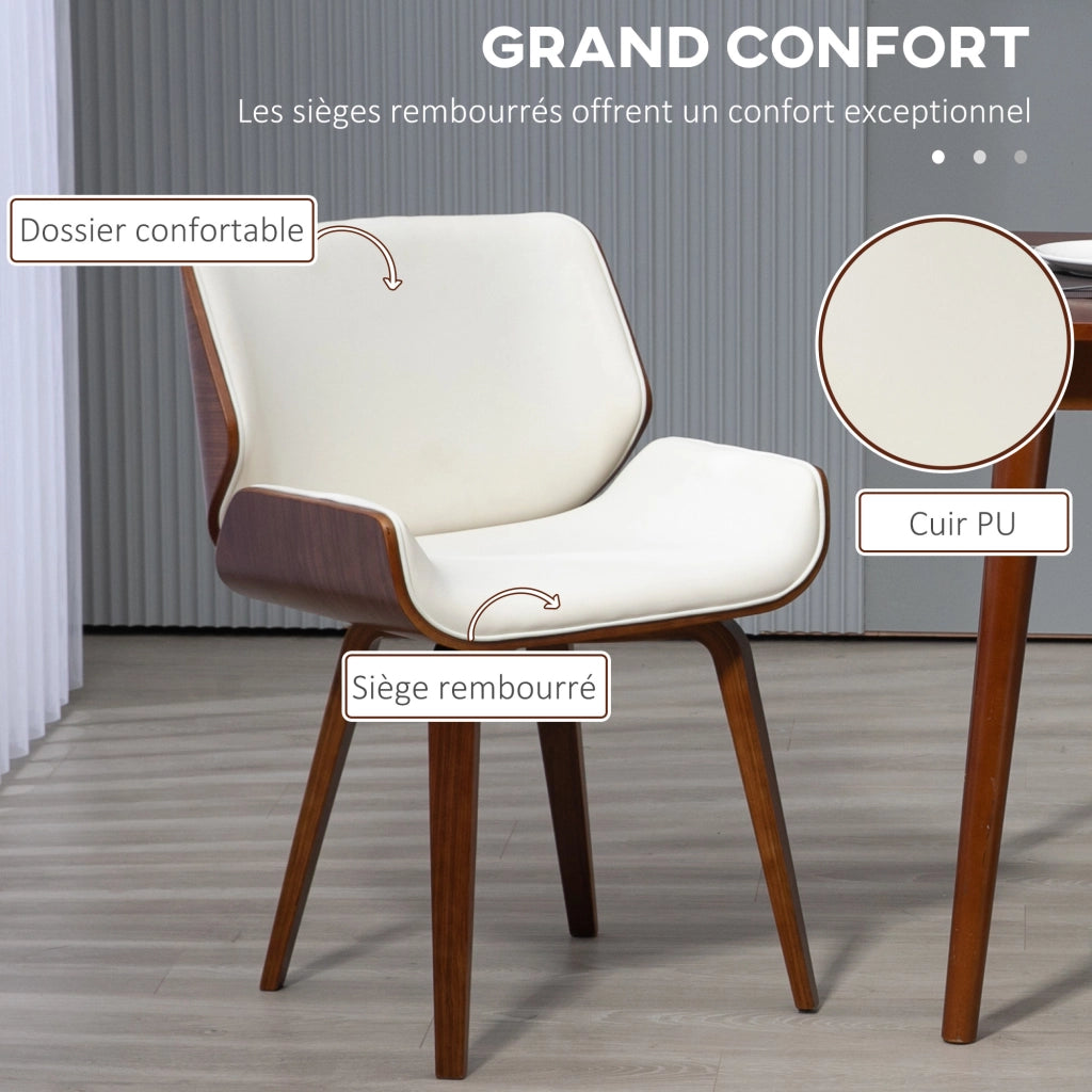 Sedia da pranzo vintage ¨C zephmum ¨C bianco marrone 54x53x81 cm