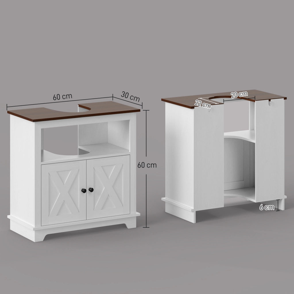 Mobile Bagno Sotto Lavabo con Armadietto e Ripiano ¨C zephmum ¨C Truciolato 60x30x60 cm