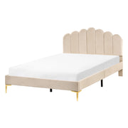 Letto matrimoniale 140 x 200 cm velluto Gambe in metallo beige con testiera e base a doghe