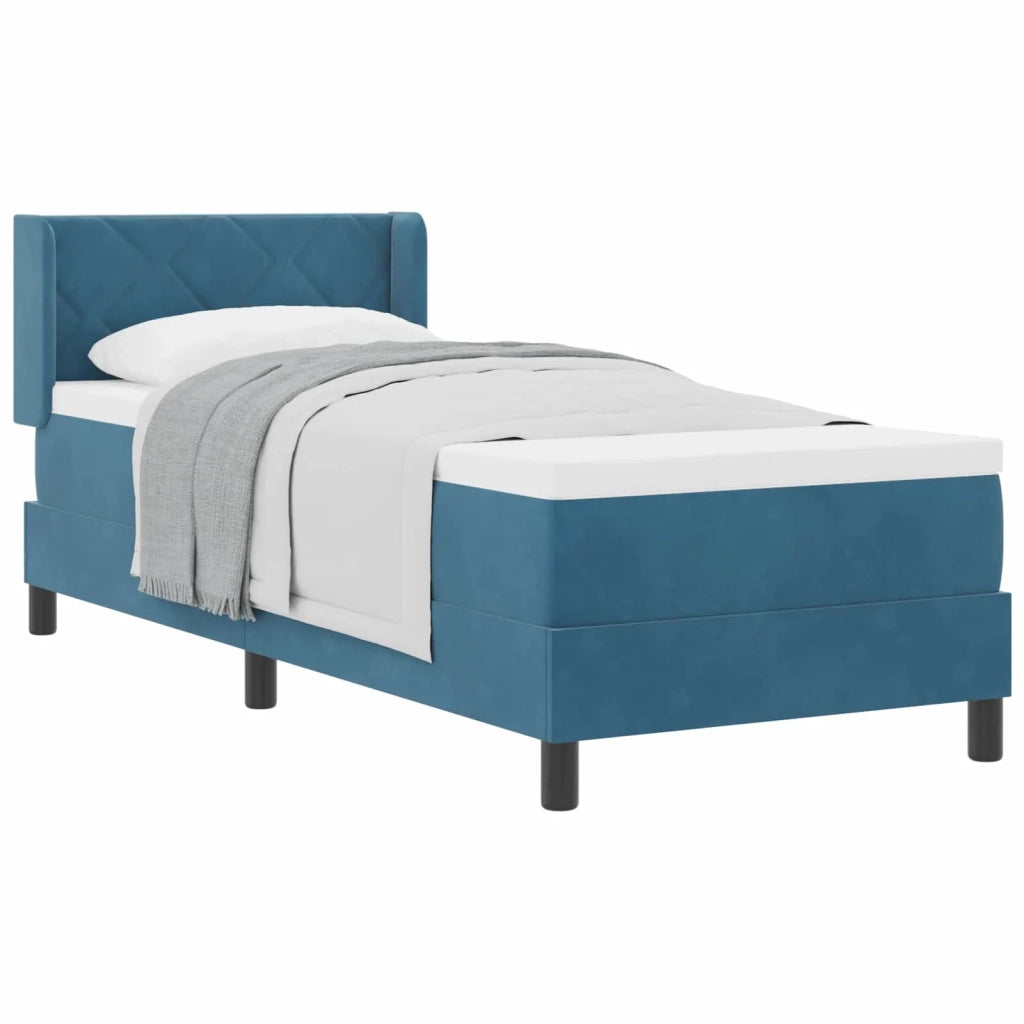 Letto a molle con materasso Blu Scuro 200 x 80 cm Poliestere