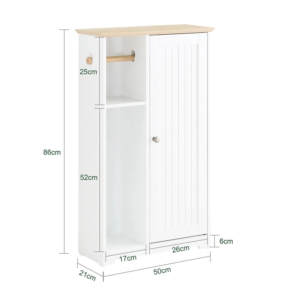 SoBuy Mobile Bagno Compatto con Sportello e Mensole – Armadietto Stretto per WC o Lavabo – Bianco, 50x21x86 cm BZR189-W