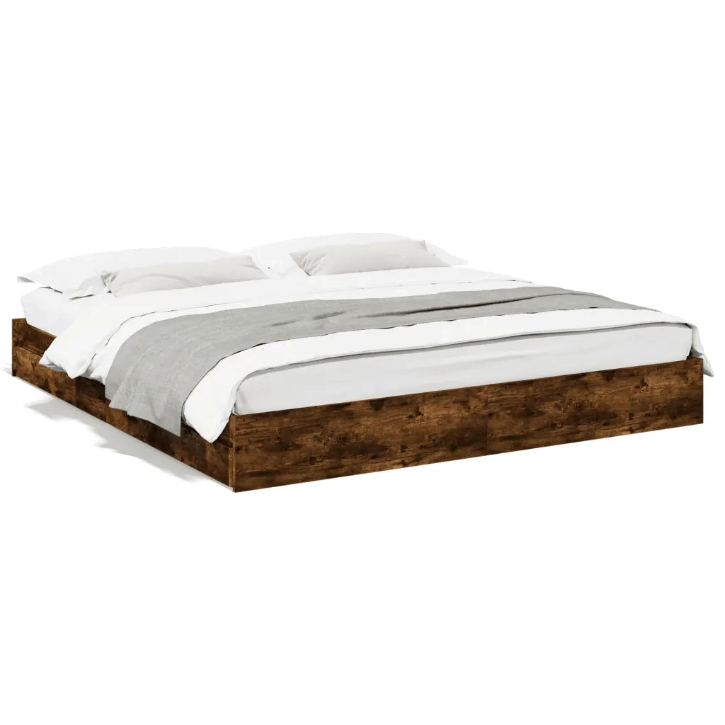 Giroletto con Cassetti Rovere Fumo 200x200 cm Legno Multistrato 3280633