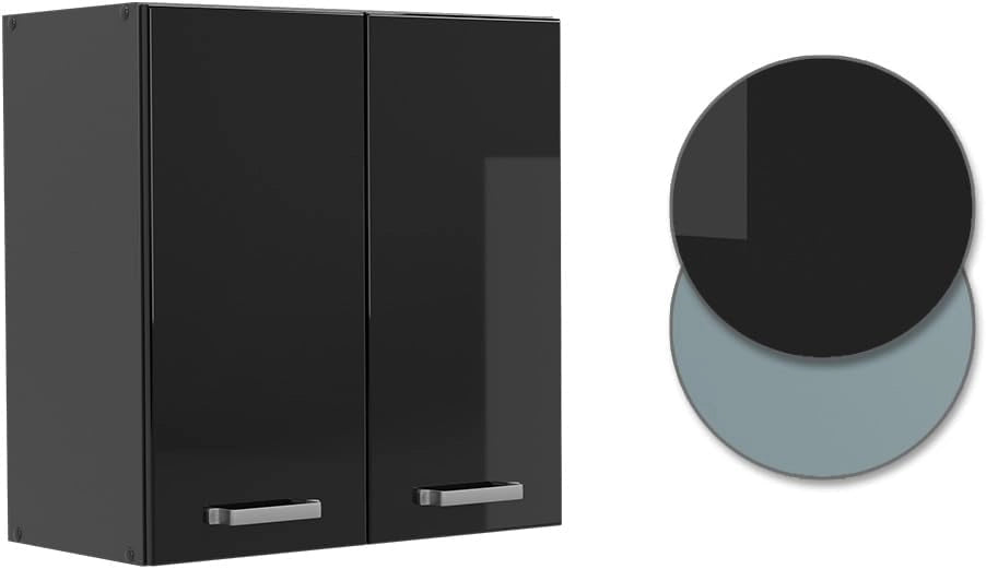 Pensile da cucina R-Line, Nero lucido, 60 cm, per la libera combinazione all'interno di sistemi cucina modulari