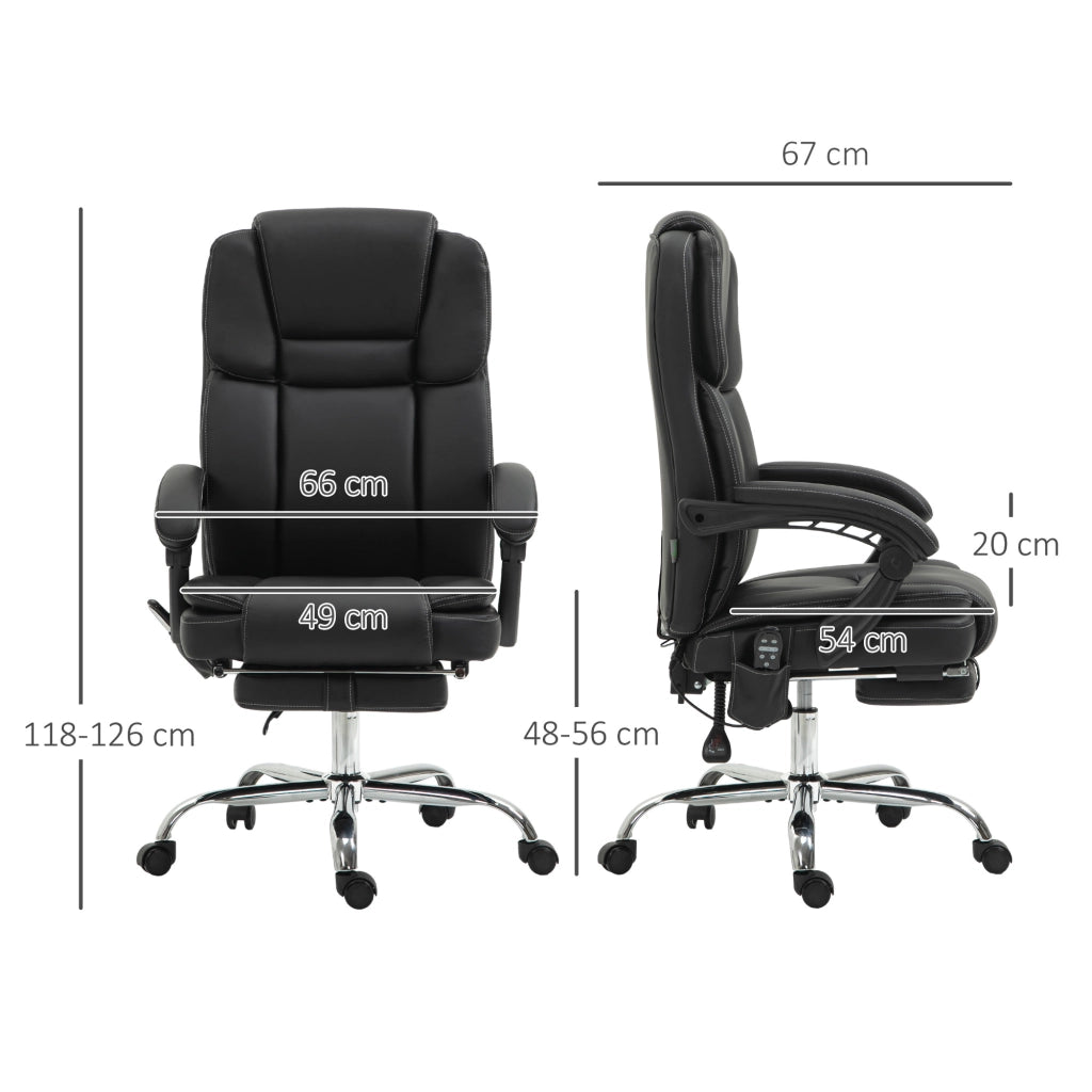 SEDIA UFFICIO con massaggio e riscaldamento, reclinabile, 66x67x118-126 cm, nero